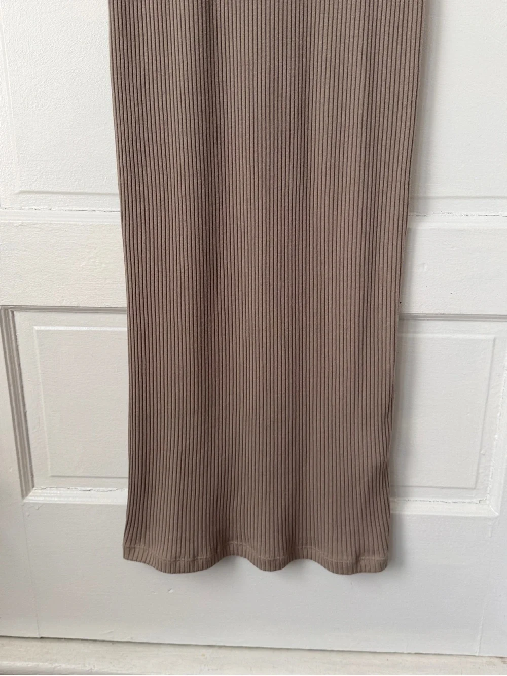 H&M Taupe Ribbed Knit Sleeveless Maxi Dress Neutral Casual Summer Cotton Blend L